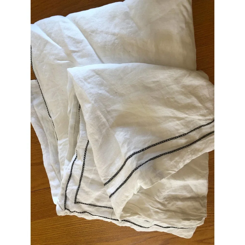 Anthropologie Moderna Linen Duvet Cover Twin White